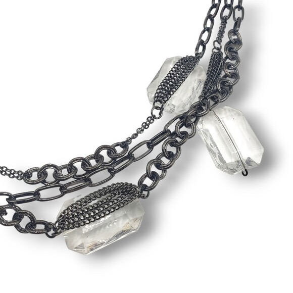 Cookie Lee Multi Strand Large Clear Faceted Beads Necklace Vintage - Picture 5 of 8